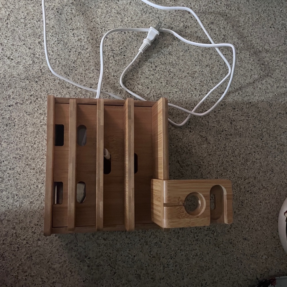 Bamboo Charging Station Organizer